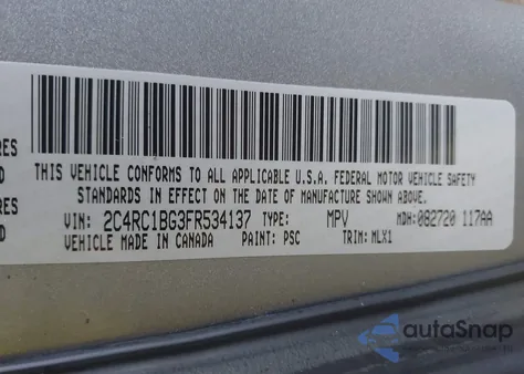 2015 Chrysler Town & Country Touring из США, поврежденный, VIN 2C4RC1BG3FR534137